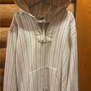 Hollister V-Neck Sweater with Red and Blue Stripes